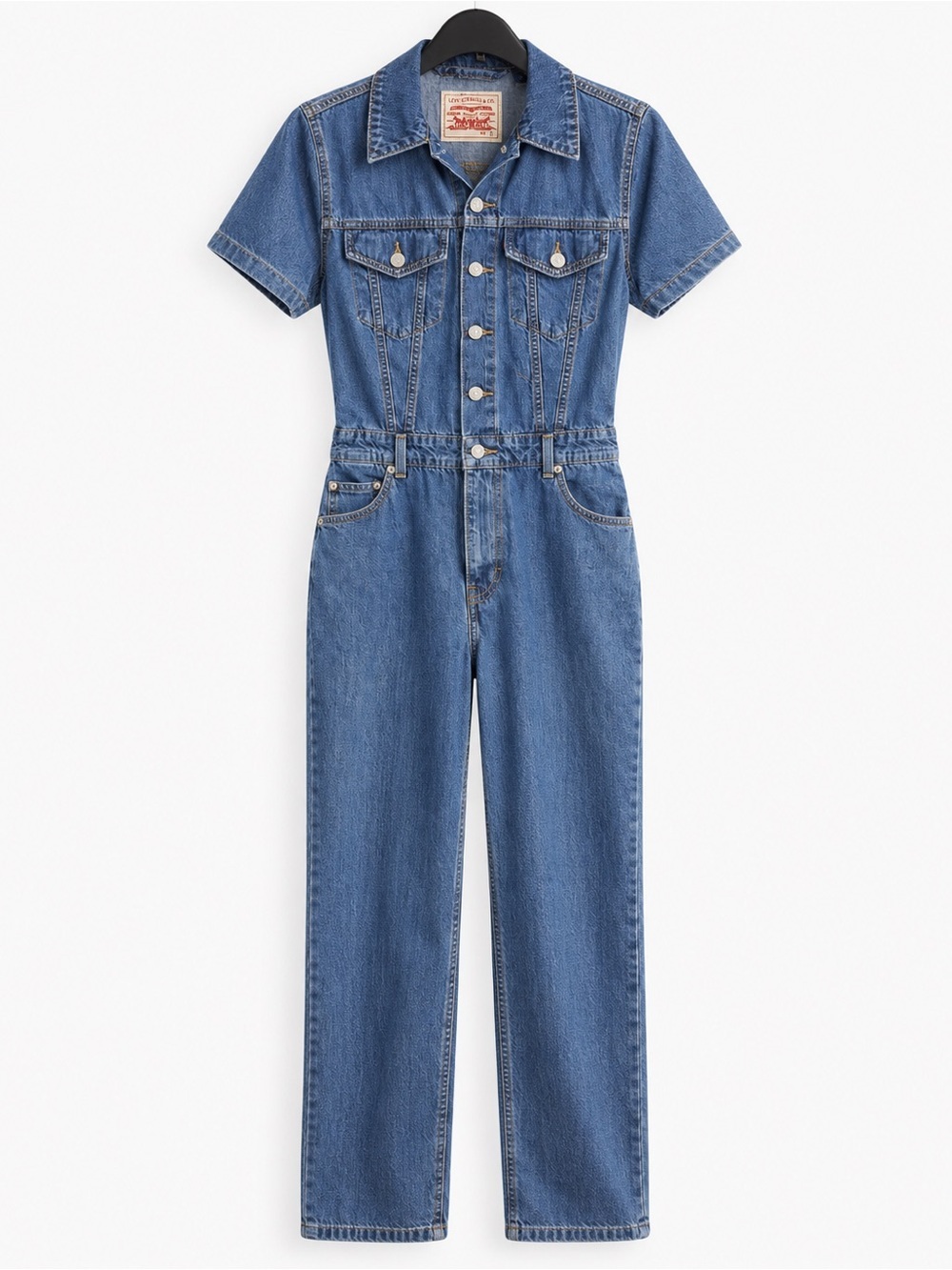 Levi’s Women’s Lightweight Denim Jumpsuit Size Small Short Sleeve Medium Wash